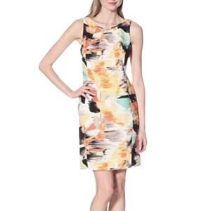 New Calvin Klein Vertical Seam Dress Linen Blend‎ Career Business Workwear Sz 8